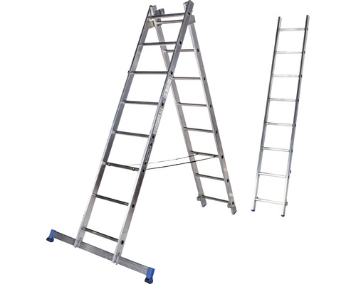 Mehrzweckleiter aus Aluminium in A-Form und als Anlegeleiter