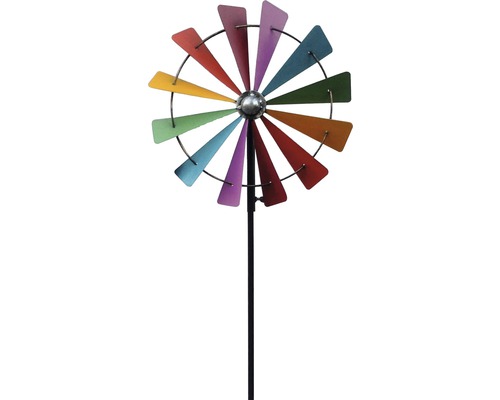 Windspiel mit bunten Blättern auf einem Stab für den Garten