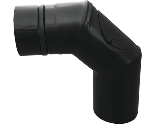 Pellet-Ofenrohr -Bogen Bertrams 90° Ø 80 mm pulverbeschichtet schwarz mit Türe Ofenrohrbogen mit Reinigungsöffnung