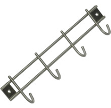 Garderobe mit 4 Haken Edelstahl gebürstet, 300 x 80 x 50 mm
