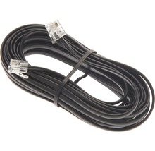 Schwarzes Telefonkabel mit modularem Stecker