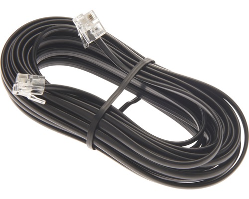 Schwarzes Telefonkabel mit modularem Stecker