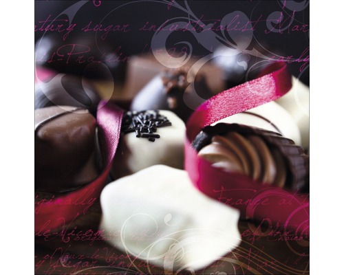 Leinwandbild Goodies II 27x27 cm Pralinen mit Schleife