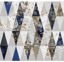Abstraktes Dreiecksmuster mit floralen und Vogelmotiven