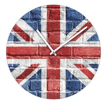 Wanduhr mit Union-Jack-Motiv im Ziegeldesign