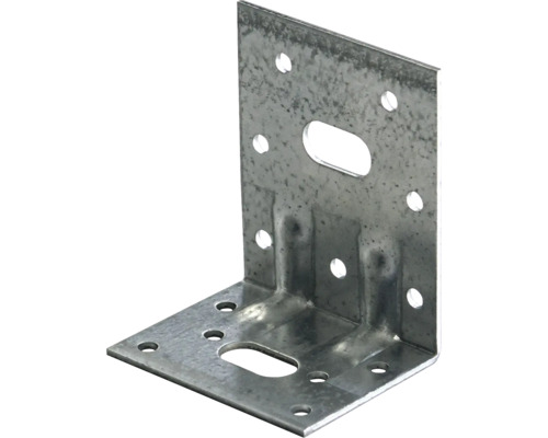 Schwerlast-Winkelverbinder m. Sicke 50 x 77 x 64 mm, sendzimirverzinkt, 1 Stück Winkelverbinder aus Metall mit Löchern zur Befestigung