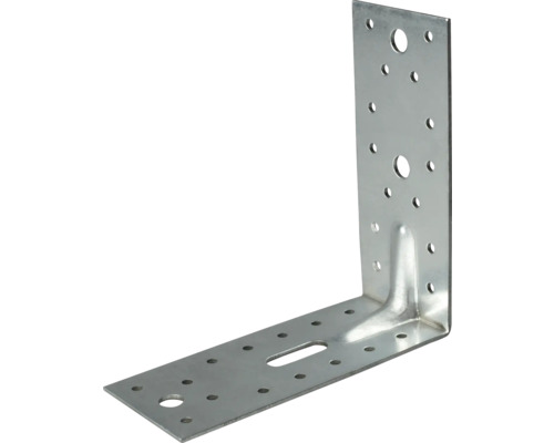 Schwerlast-Winkelverbinder m. Sicke 150 x 150 x 65 mm, sendzimirverzinkt, 1 Stück Winkelverbinder aus Metall mit Löchern zur Befestigung