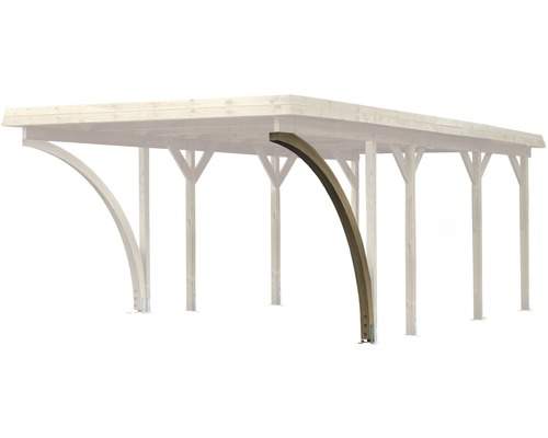 Einfahrtsbogen Karibu Eco, 9 x 197 x 197 cm, kesseldruckimprägniert Detailansicht eines Carports mit dekorativer Bogenstrebe