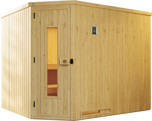 Holzsauna mit Tür und Fenster