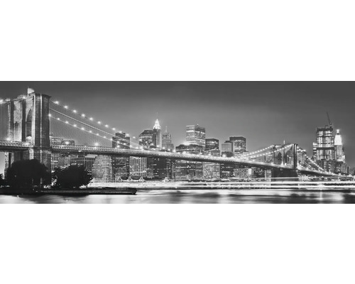 Fototapete Papier 4-320 Imagine Edition 4 Papier New York 4-tlg. 368 x 127 cm Nachtaufnahme der Brooklyn Bridge und der Skyline von New York