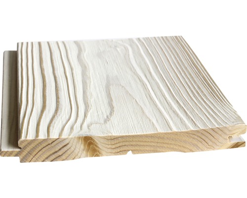 Faseprofil Fichte endbehandelt Strukt.weiß 21x195x2650 mm Holzpaneel mit Nut- und Federverbindung