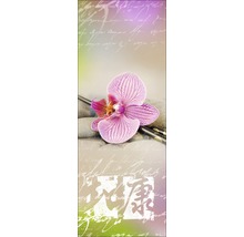 Dekoratives Wandbild mit Orchidee, Steinen und asiatischen Schriftzeichen