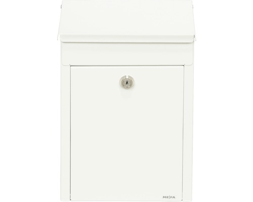 MEFA Briefkasten Stahl pulverbeschichtet BxHxT 220/322/95 Trend 1, weiss RAL 9016 Weißer Briefkasten mit Schloss