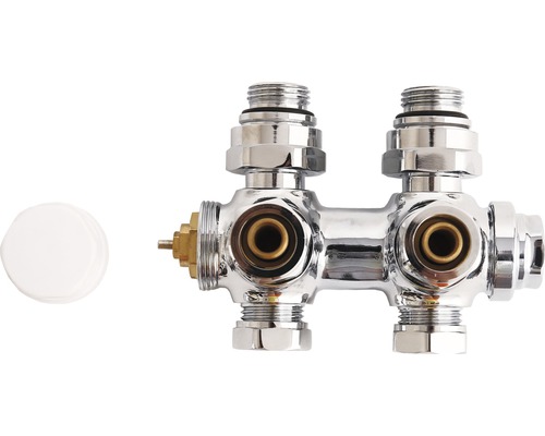 Heizkörperanschlussgarnitur aus Metall mit Thermostatanschluss