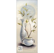 Gemälde mit Vase, Topf und Zweig