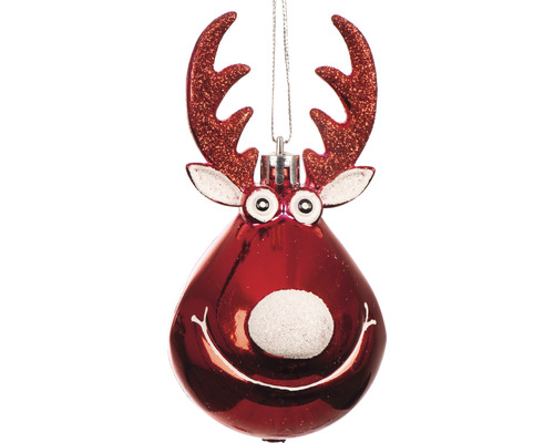Dekorativer roter Rentier-Weihnachtsbaumschmuck mit Geweih