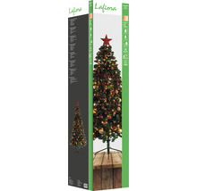 Verpackung eines künstlichen Weihnachtsbaums von Lafiora mit Baumschmuck und Baumspitze