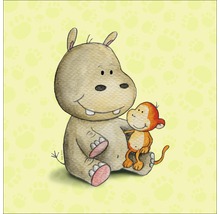 Illustration eines Nilpferds mit einem Affen