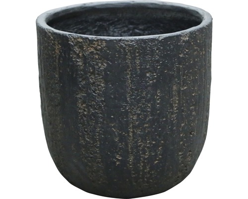 Schwarzer Pflanztopf mit strukturierter Oberfläche