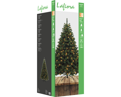 Verpackung eines Lafiora-Weihnachtsbaums mit Lichtern