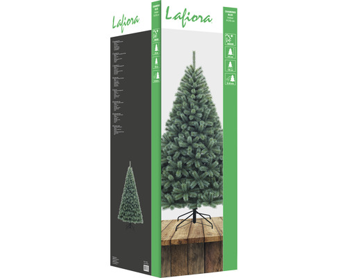 Verpackung eines künstlichen, blauen Weihnachtsbaums der Marke Lafiora