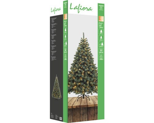Verpackung eines Lafiora Weihnachtsbaums mit LED Lichtern