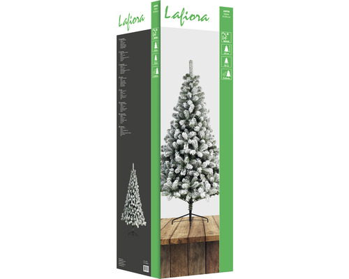 Verpackung eines künstlichen, beschneiten Weihnachtsbaums von Lafiora
