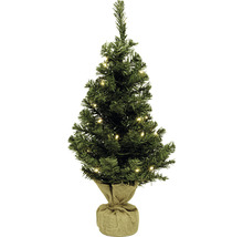 Kleiner künstlicher Weihnachtsbaum mit Beleuchtung und Jutebeutel