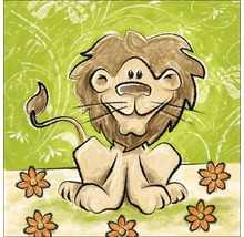 Illustration eines lächelnden Löwen mit Blumen