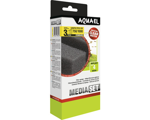 Filterschwamm AQUAEL für Unifilter 750/1000 3 Stück AQUAEL Media Set für Aquarienfilter, Packung mit drei Stück