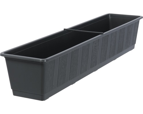 Blumenkasten geli Standard Kunststoff 80x17x14 cm anthrazit Rechteckiger Pflanzkasten mit Holzstruktur für Garten und Balkon