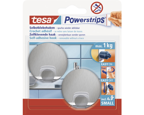 tesa Powerstrips® Haken Small Metall edelstahl-0