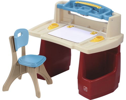 Kinderbasteltisch Step2 Deluxe Art Master Desk rot-beige Kinderschreibtisch mit Stuhl für Spiel- und Lernaktivitäten
