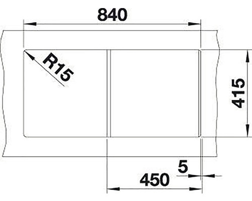 Technische Zeichnung mit Maßangaben: 840, 415, 450, 5, R15