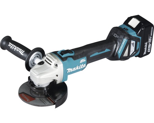 Akku-Winkelschleifer Makita 18V 125mm DGA511RTJ Brushless, mit 2 Akkus (5,0Ah), Ladegerät und MAKPAC Gr. 3