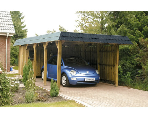 Einzelcarport SKAN HOLZ Walmdach Spreewald HORNBACH Regenrinne | inkl