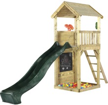 Spielturm aus Holz mit Rutsche, Leiter und Ballpool