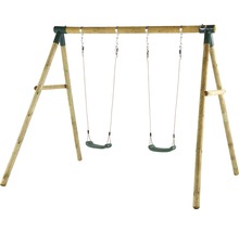 Doppelschaukel mit Holzrahmen und zwei Schaukelsitzen