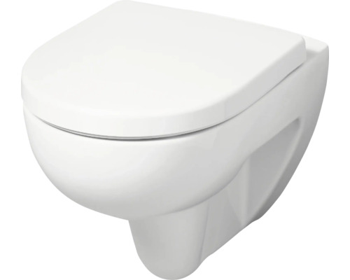 Wand-WC Set GEBERIT Renova Tiefspüler ohne Spülrand weiß glänzend mit WC-Sitz CG02035000