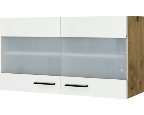 Flex Well Hängeschrank mit Glastür Vintea BxTxH 100 x 32 x 54,8 cm magnolienweiss matt zerlegt