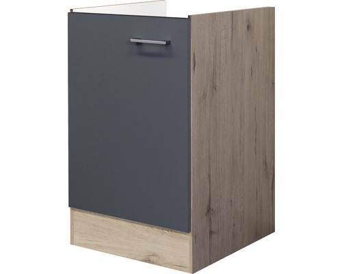 Flex Well Spülenschrank Tiago BxTxH 50 x 57,1 x 82 cm basaltgrau matt zerlegt Anschlag reversibel (links oder rechts montierbar)