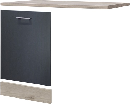 Flex Well Geschirrspülerblende inkl Sockelleiste und Arbeitsplatte Geschirrspülerblende für vollintegrierte Geschirrspüler Tiago BxTxH 110 x 60 x 85 cm basaltgrau matt zerlegt Anschlag reversibel 00011683 Küchenschrank mit Tür, Griff und Sockel