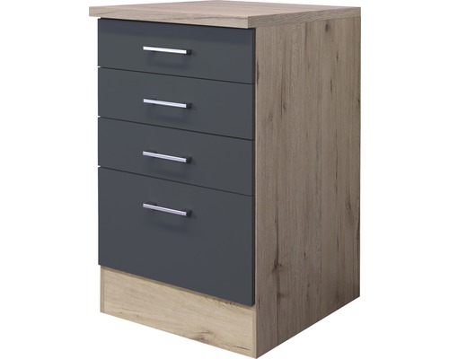 Flex Well Auszugunterschrank Tiago BxTxH 50 x 60 x 85 cm basaltgrau matt zerlegt