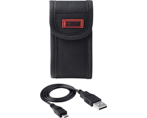 Schwarze Gürteltasche mit Rothenberger Logo und USB Kabel