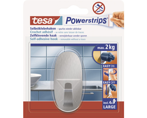 Handtuchhaken Tesa Powerstrips® Large edelstahl matt 58261-00000-20