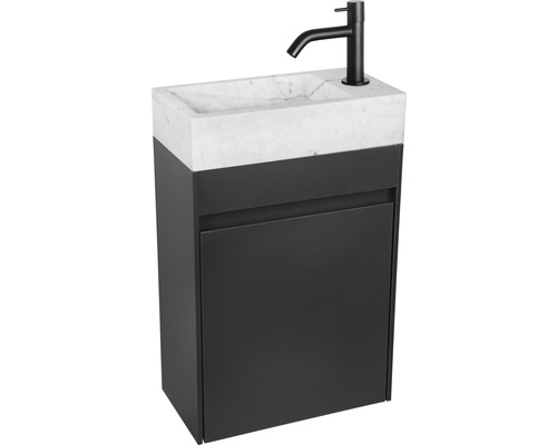 Waschtischkombination mit Marmorwaschbecken und Unterschrank