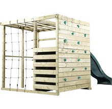 Klettergerüst plum Holz mit Rutsche grün