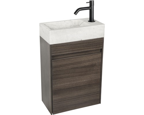 Waschtisch mit Unterschrank, Marmorwaschbecken und Armatur