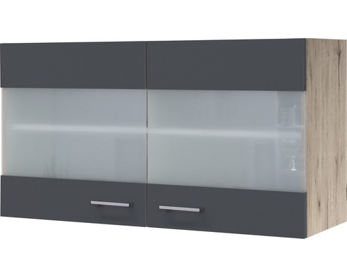 Flex Well Hängeschrank mit Glastür Tiago BxTxH 100x32x54,8 cm Frontfarbe basaltgrau matt