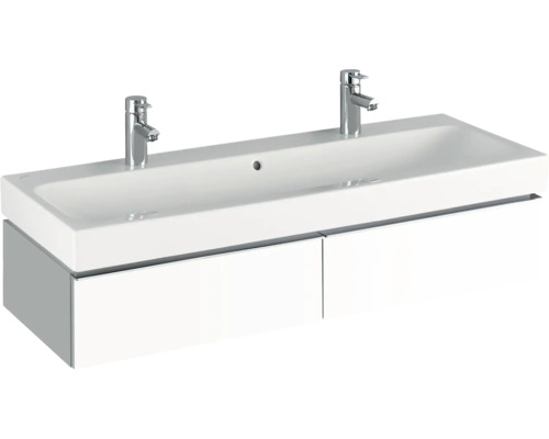 Waschtisch mit zwei Armaturen und Unterschrank für das Badezimmer